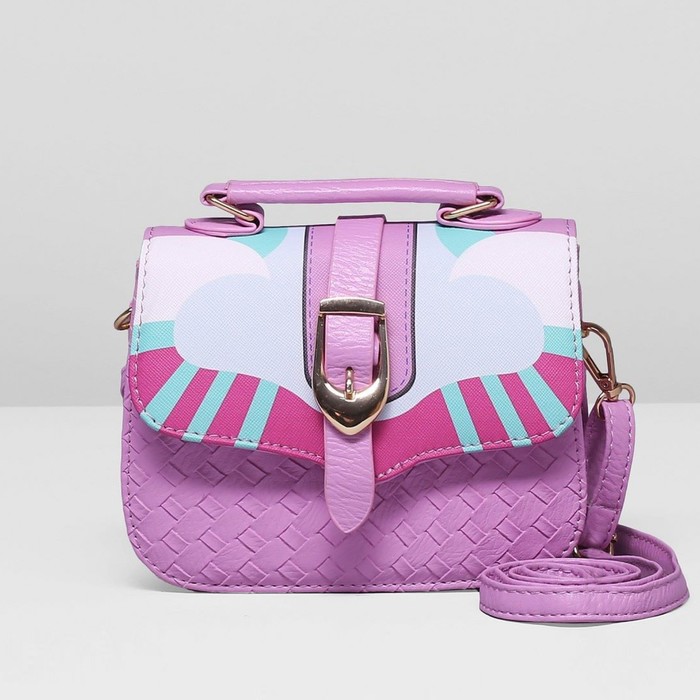 Сумка детская на клапане "Прелесть", 1 отдел, длинный ремень, цвет сиреневый