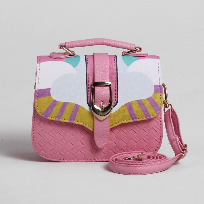 Сумка детская на клапане "Прелесть", 1 отдел, длинный ремень, цвет розовый