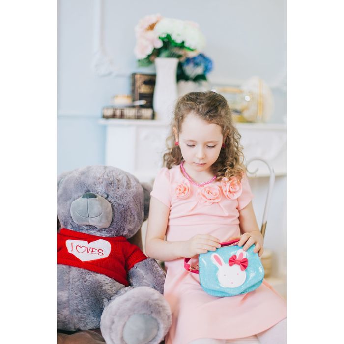 Сумка детская на клапане "Зайка", 1 отдел, длинный ремень, цвет бирюзовый