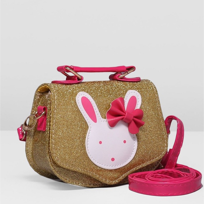 Сумка детская на клапане "Зайка", 1 отдел, длинный ремень, цвет жёлтый