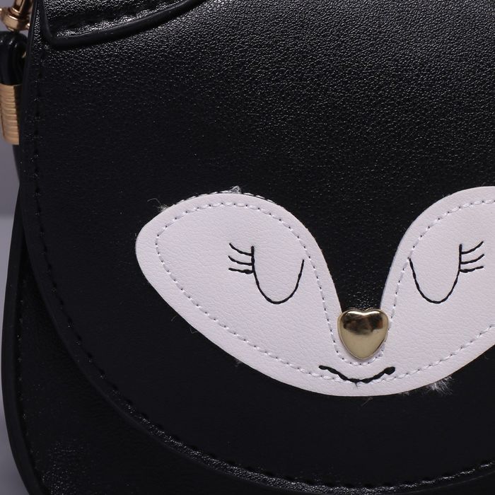 Сумка детская на клапане "Лисёнок", 1 отдел, длинный ремень, цвет чёрный