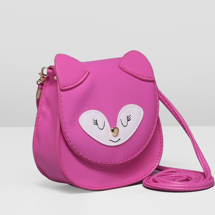 Сумка детская на клапане "Лисёнок", 1 отдел, длинный ремень, цвет малиновый