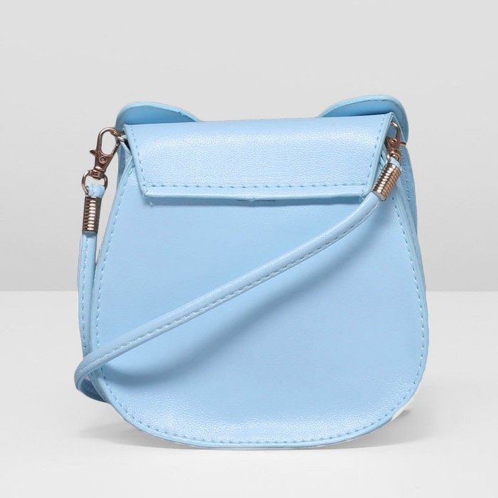 Сумка детская на клапане "Киска", 1 отдел, длинный ремень, цвет голубой