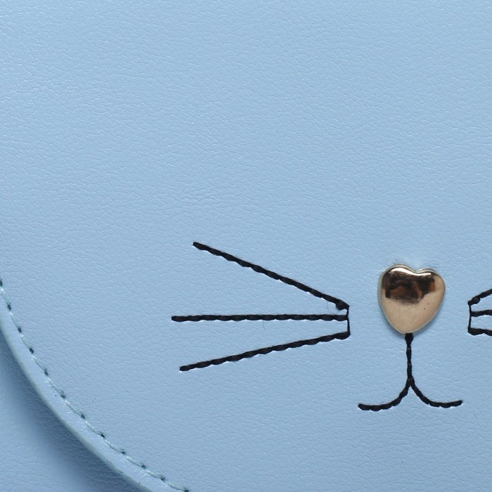 Сумка детская на клапане "Киска", 1 отдел, длинный ремень, цвет голубой