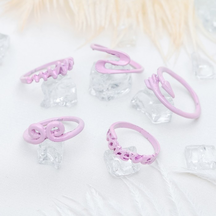 Кольцо на фалангу "Ассорти", форма МИКС, цвет розовый, размер 13,14,15 МИКС