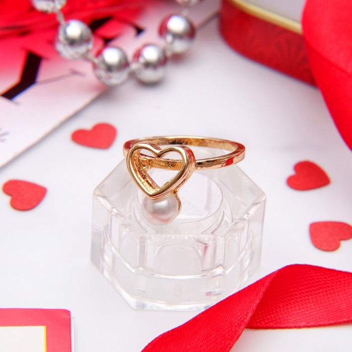 Кольцо "Сердце", цвет золото, размер 16