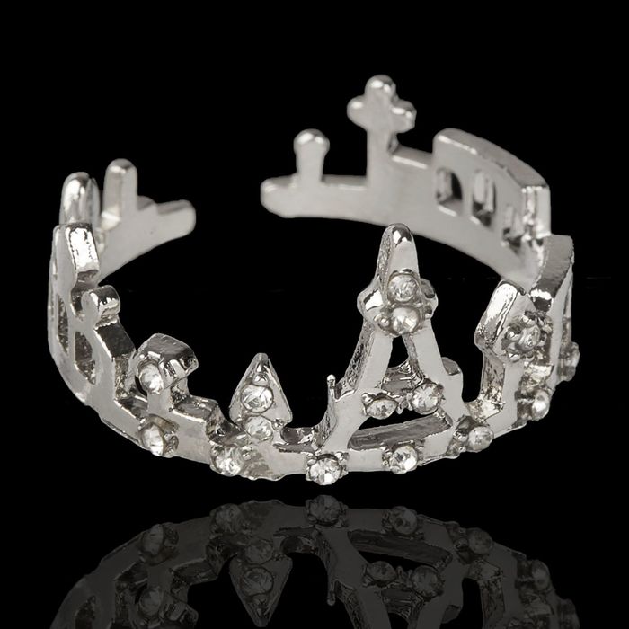 Кольцо "Корона", цвет серебро, безразмерное