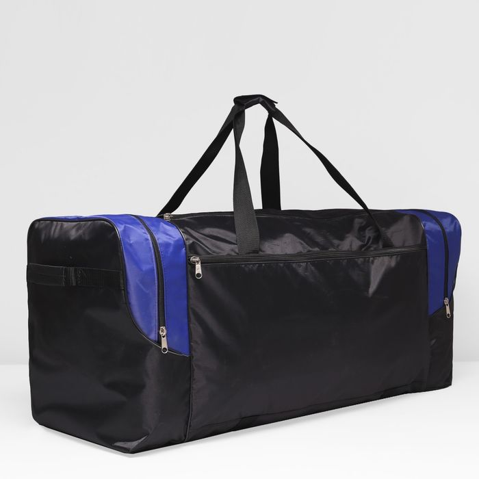 Сумка дорожная, 1 отдел на молнии, 3 наружных кармана, цвет чёрный/синий