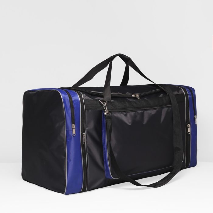 Сумка дорожная на молнии, 1 отдел, 3 наружных кармана, цвет чёрный/синий
