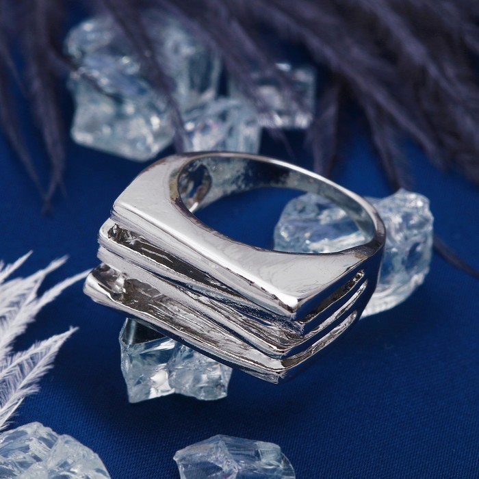 Кольцо "Авангард" решетка, цвет серебро, размер 17