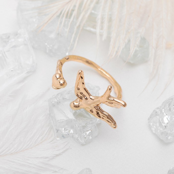 Кольцо "Ласточка", цвет золото, размер 18