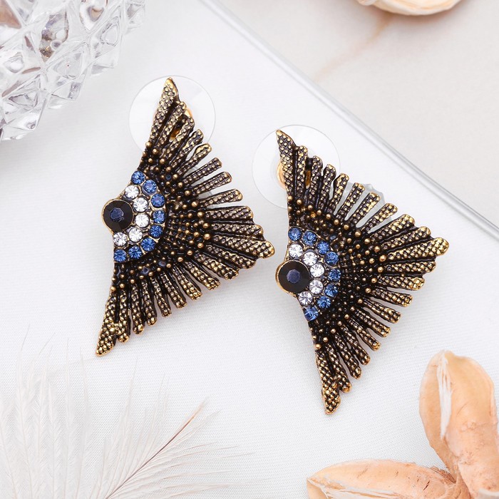 Каффы набор 2 штуки "Египетский стиль", цвет бело-синий в чернёном золоте