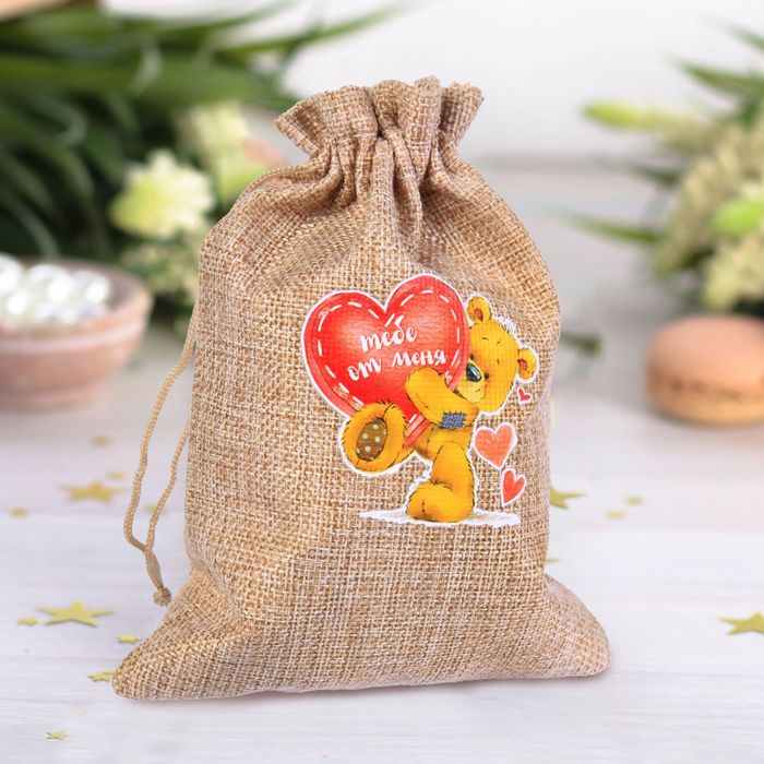 Мешочек подарочный "Влюбленный мишутка", 13х 18 см