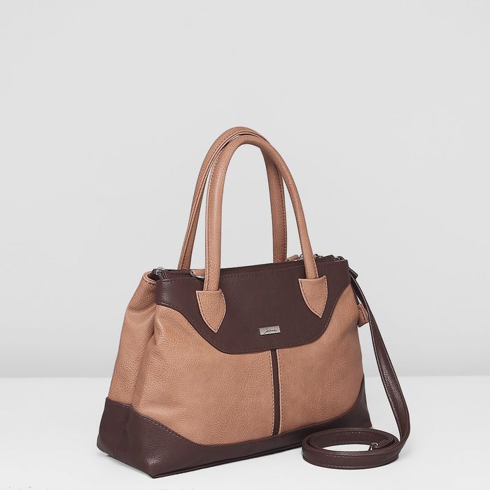 Сумка женская на молнии, 1 отдел, наружный карман, длинный ремень, цвет коричневый