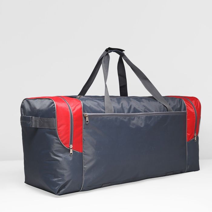 Сумка дорожная, отдел на молнии, 3 наружных кармана, цвет серый/красный