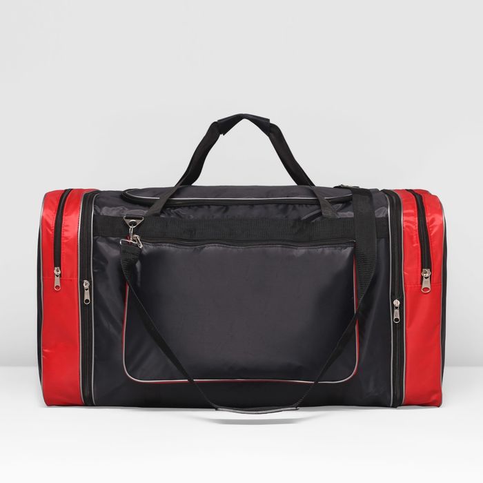 Сумка дорожная, отдел на молнии, 3 наружных кармана, цвет чёрный/красный