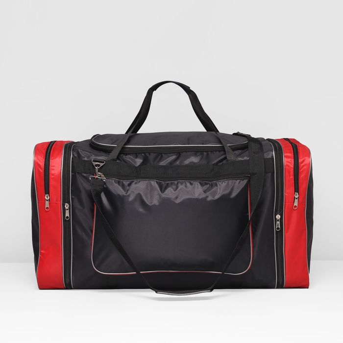 Сумка дорожная, отдел на молнии, 3 наружных кармана, цвет чёрный/красный