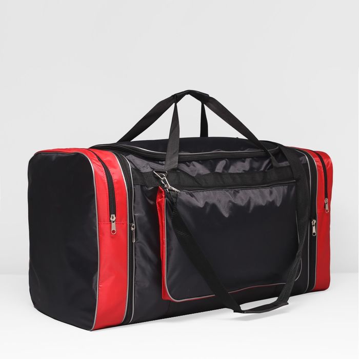 Сумка дорожная, отдел на молнии, 3 наружных кармана, цвет чёрный/красный