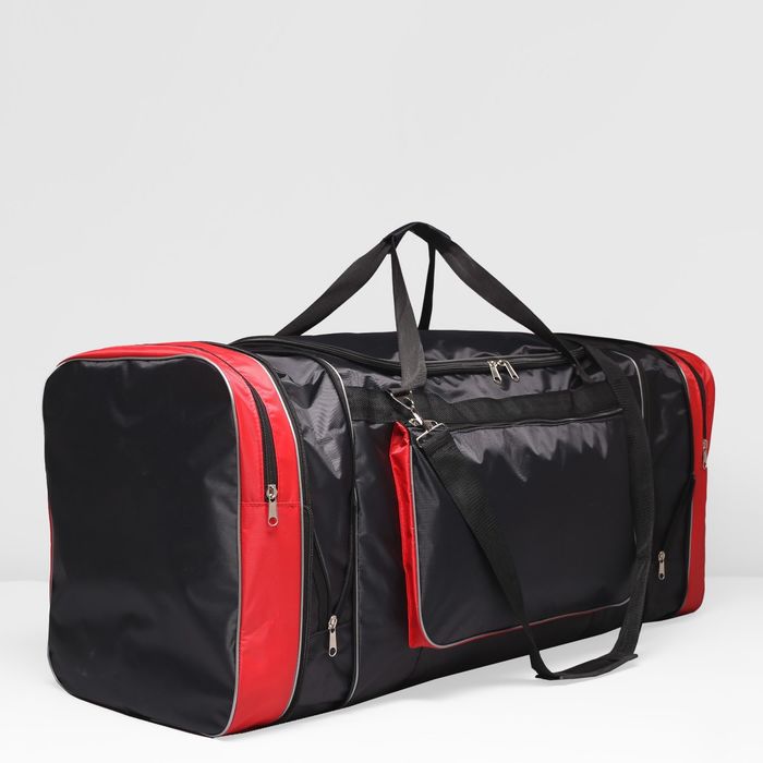 Сумка дорожная, отдел на молнии, 3 наружных кармана, цвет чёрный/красный