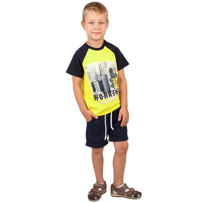 Футболка для мальчика "Мегаполис", рост 116 см (60), цвет жёлтый, принт здания ПДК543001