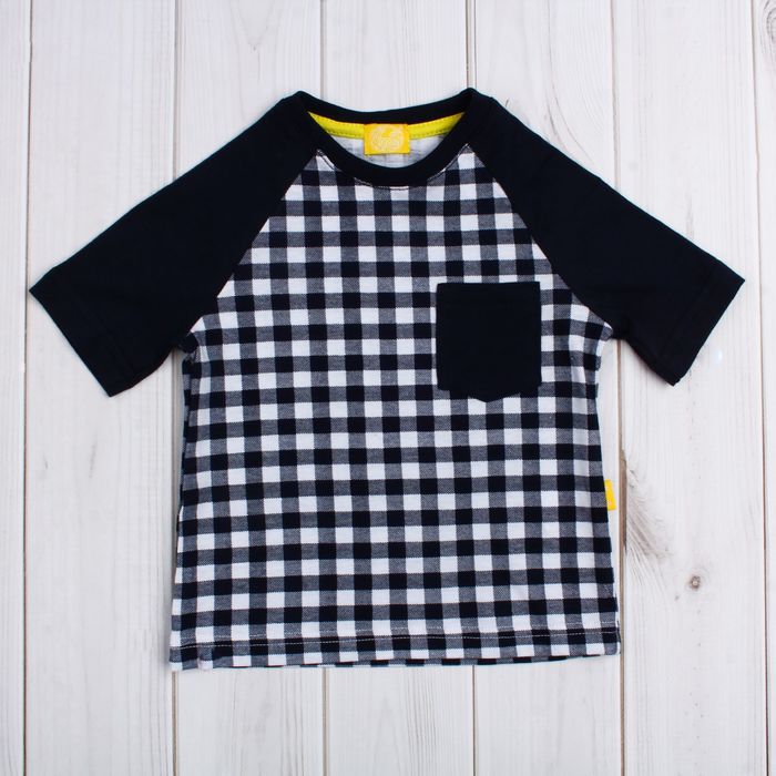 Футболка для мальчика "Мегаполис", рост 128 см, цвет синий, принт клетка ПДК317001н