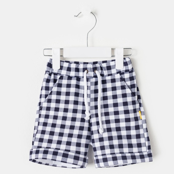 Шорты для мальчика "Мегаполис", рост 98 см, цвет синий, принт клетка