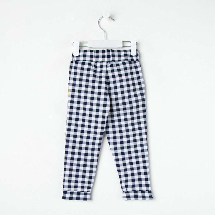 Брюки для мальчика "Мегаполис", рост 128 см, цвет синий, принт клетка