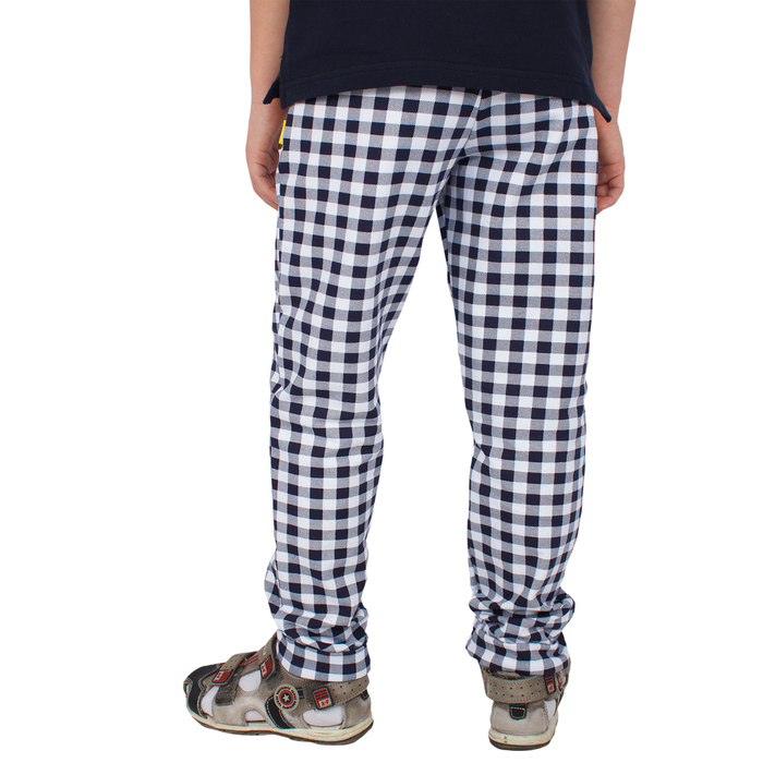 Брюки для мальчика "Мегаполис", рост 128 см, цвет синий, принт клетка