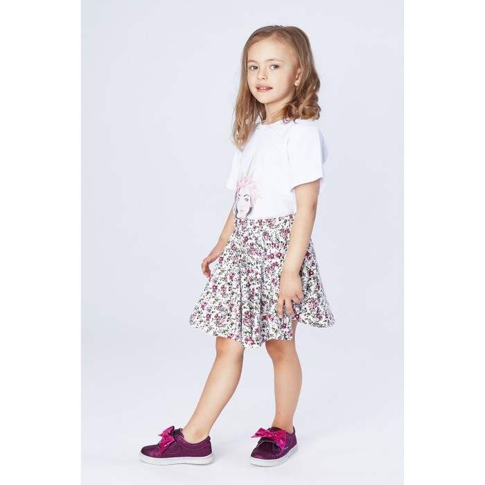 Юбка "Новая Алиса", рост 122 см (62), цвет белый, принт цветы