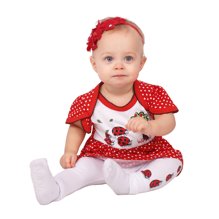 Футболка для девочки "Божья коровка", рост 74 см (48), цвет белый/красный ДДК727804н_М