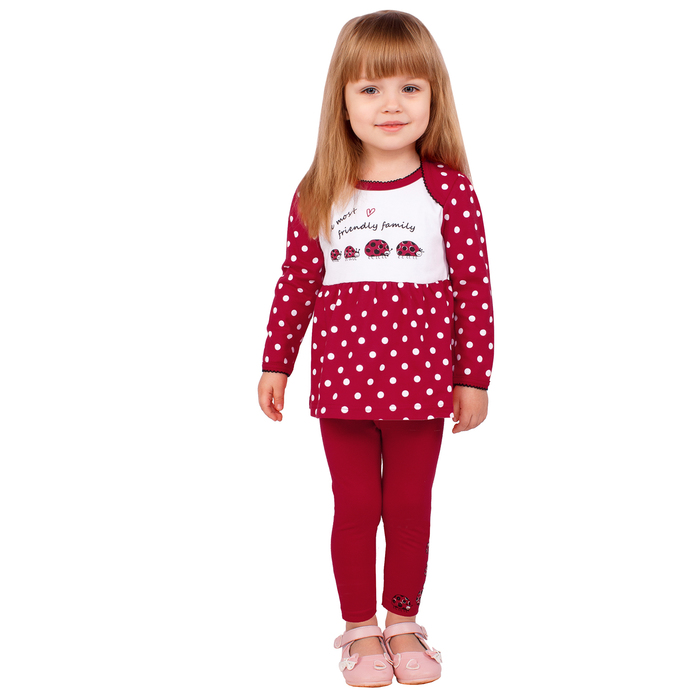 Джемпер для девочки "Божья коровка", рост 92 см (54), цвет белый/красный