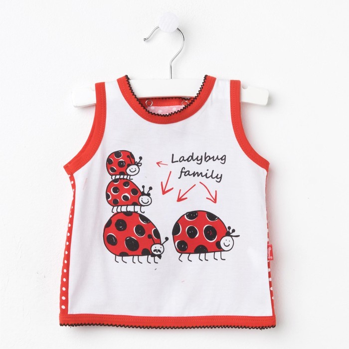 Майка для девочки "Божья коровка", рост 74 см (48), цвет белый/красный ДДБ726804н_М