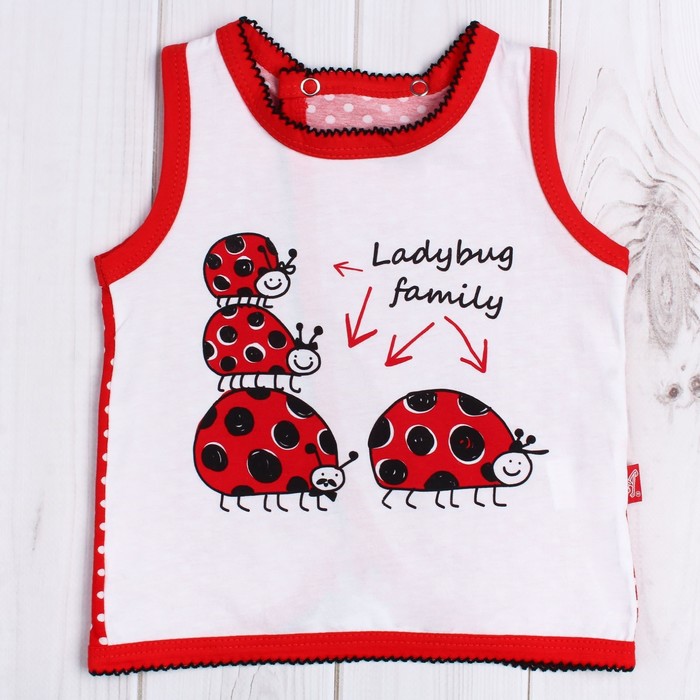 Майка для девочки "Божья коровка", рост 98 см (56), цвет белый/красный