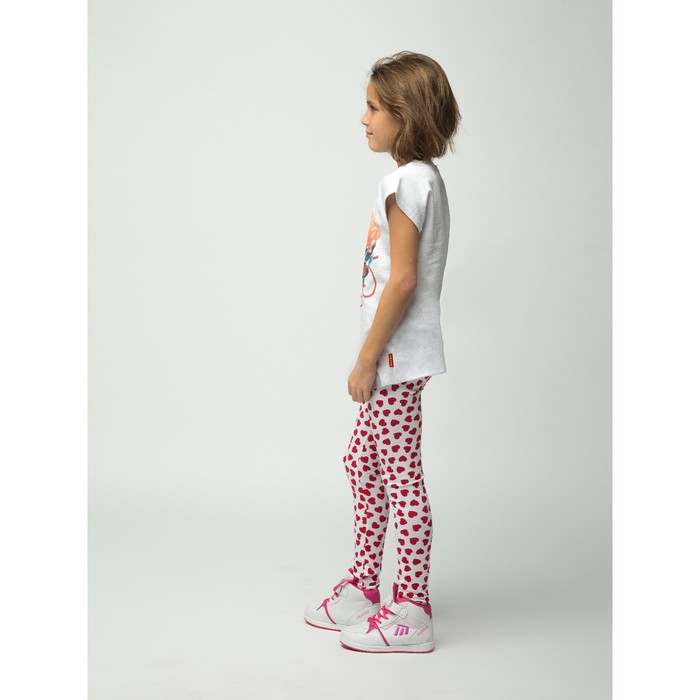 Легинсы для девочки "Волшебная радуга", рост 92 см, цвет белый, принт сердечки ДРЛ894800н_М