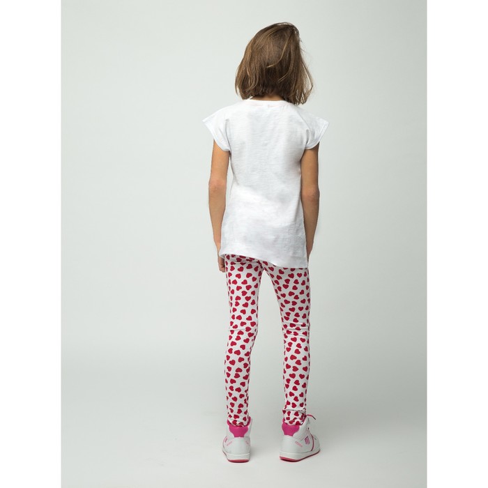 Легинсы для девочки "Волшебная радуга", рост 92 см, цвет белый, принт сердечки ДРЛ894800н_М