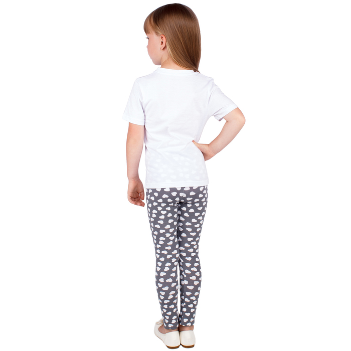 Легинсы для девочки "Волшебная радуга", рост 86 см (48), цвет серый, принт сердечки ДРЛ894800н_М