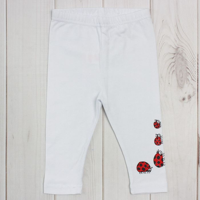 Легинсы для девочки "Божья коровка", рост 74 см (48), цвет белый ДРЛ436804_М