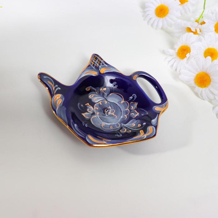 Подставка под чайные пакетики «Чаепитие», гжель, кобальт