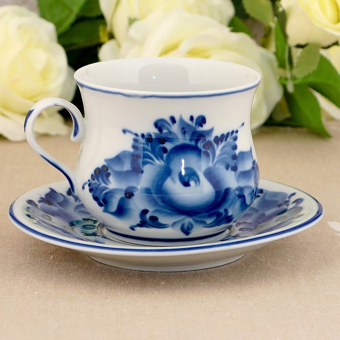 Чайная пара «Милена», гжель, кобальт, 2 сорт