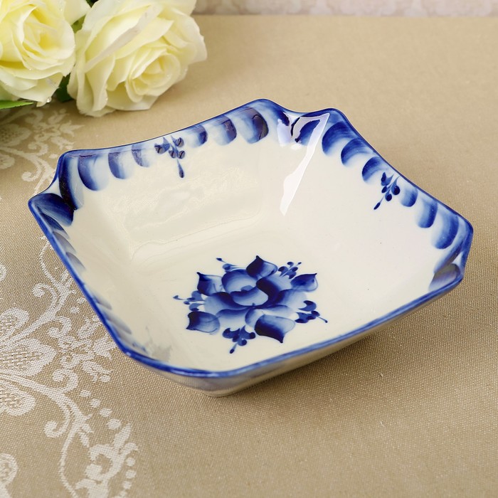 Салатник большой «Подснежники», гжель, фарфор, 2 сорт