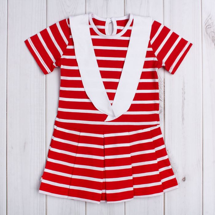 Платье "Каникулы", рост 86 см (48), цвет красный, принт полоска  ДПК437005_М