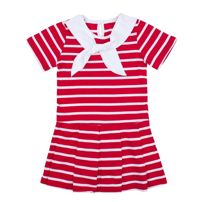 Платье "Каникулы", рост 98 см (52), цвет красный, принт полоска ДПК437005