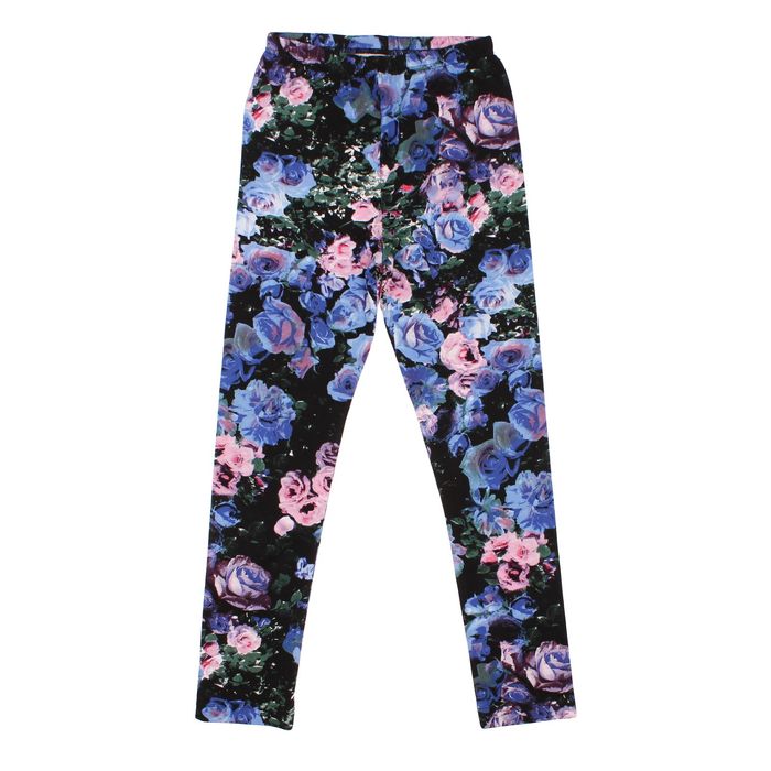 Легинсы для девочки "Волшебная радуга", рост 122 см, цвет чёрный, принт розы ДРЛ894820н