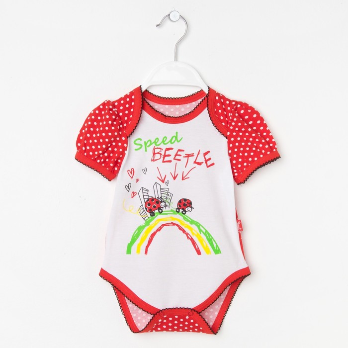 Боди "Божья коровка", рост 74 см (48), цвет белый/красный