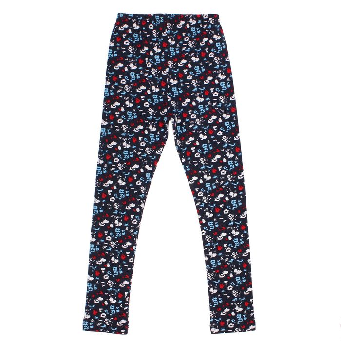 Легинсы для девочки "Дорога к морю", рост 122 см (62), цвет синий, принт цветы ДРЛ894804н