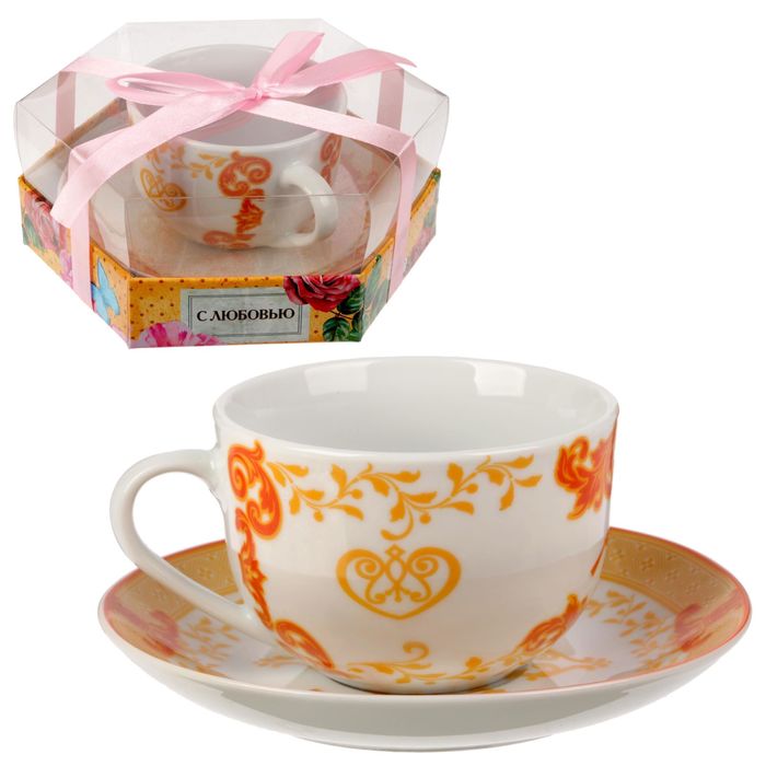 Чайная пара "Персиковый", 220 мл