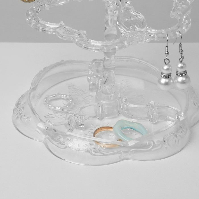 Подставка под серьги "Лепестки" 14.5*14.5*17, 2 яруса, цвет прозрачный