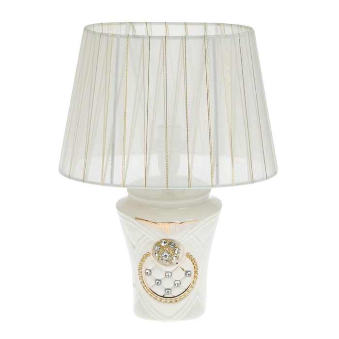 Лампа настольная керамика стразы "Панем" белая 30х25х25 см