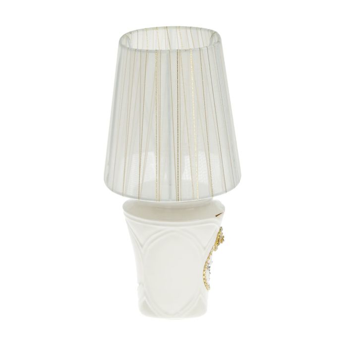 Лампа настольная керамика стразы "Панем" белая 30х25х25 см