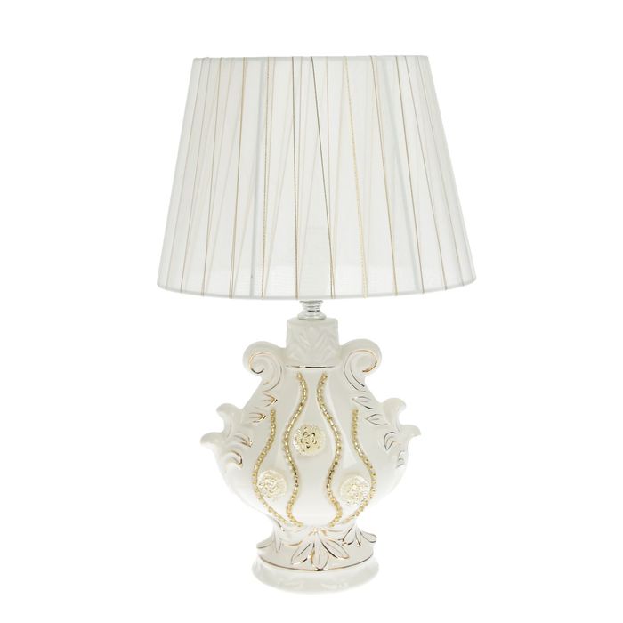 Лампа настольная керамика стразы "Греческий сосуд" белая 39х25х25 см